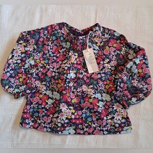 Leigh Tucker girls 6-9 months floral blouse NWT
